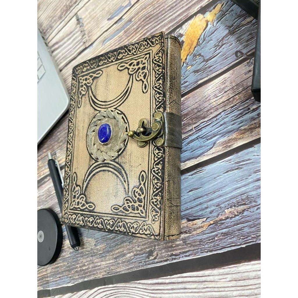 Triple Moon Goddess Grimoire Journal Spell Book Embossed Journal Rustic Pages Size 7x5 Brass C Clasp Lock with 240 Paper Gifts for Him