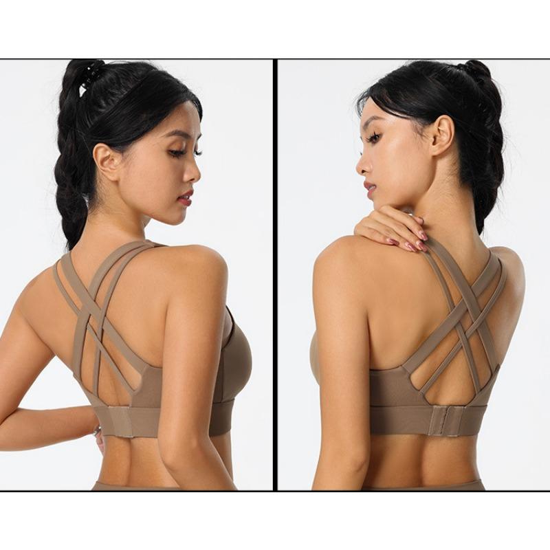 Women S Cross Back Fixed Cup Sports Bra For Yoga Running Fitness