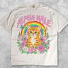 Lustiges Alpha-Männchen T-Shirt, Kätzchen MS Paint Grafik-T-Shirt, Regenbogen-Blumen-Katzen-Meme-Shirt, Verspieltes Ironisches Y2K Kritzel-Geschenk-T-Shirt