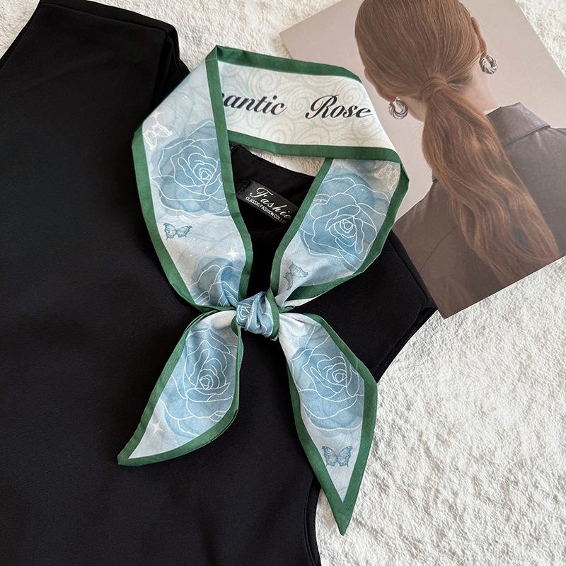New Luxury Brand Model Small Silk Scarf for Women Hair Band Bag Handbag Handle Ribbon Scarf Neckerchief Headbands Choker