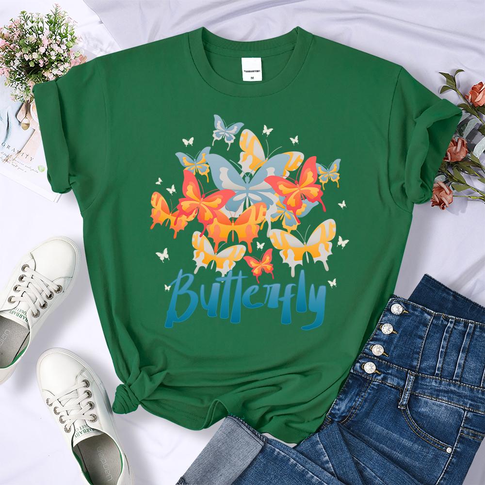 Summer Colorful Butterfly 3D Printed T Shirts Women Multicolor Soft T-Shirt Summer Hip Hop Clothing Crewneck Y2K Female Short Sleeve