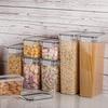 8-Piece Airtight Plastic Storage Jar Set for Whole Grains, Small Square Containers, PP Material