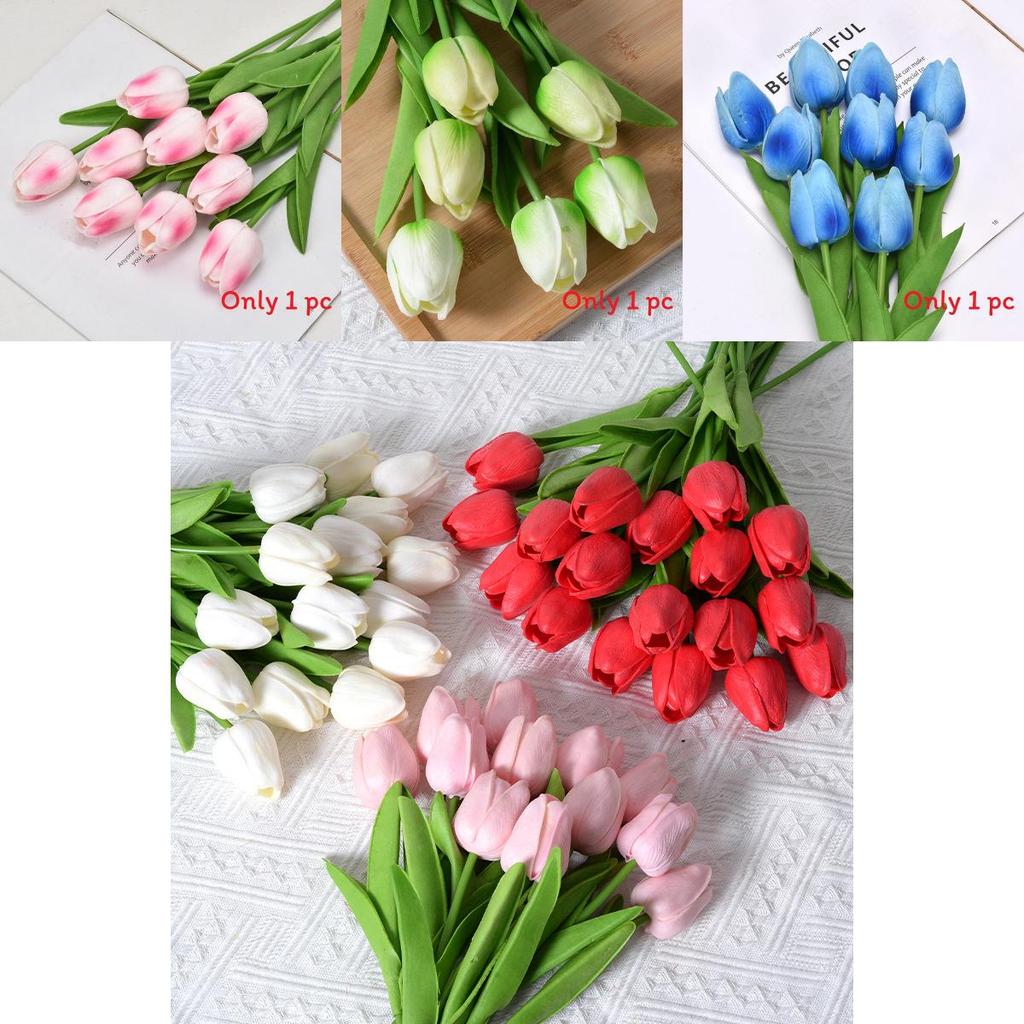 Tulip Artificial Flower With Pu Material For Home Decor And Photography Props