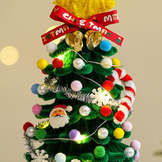 DIY Pipe Cleaners Christmas Tree Kit with String Light Twistable Plush Stick Xmas Tree