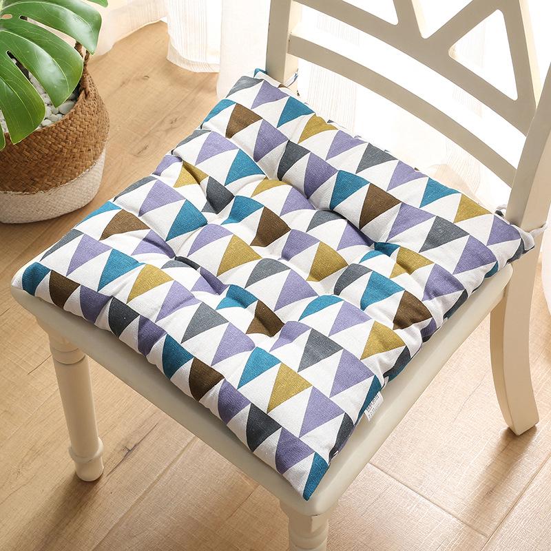 Breathable Cotton Linen Office Chair Cushion - Thickened, Soft, All-Season Pad for Students.