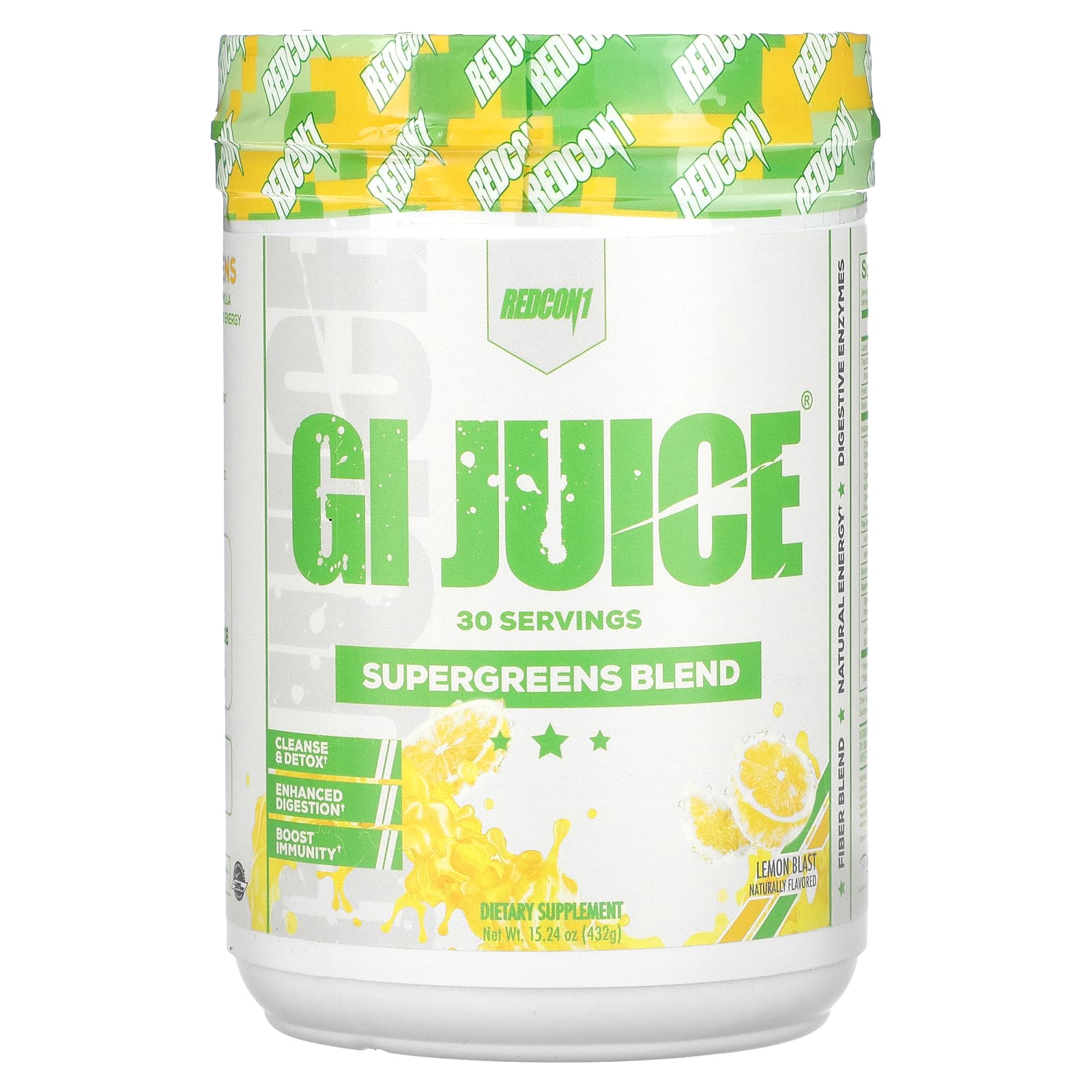 

Redcon1, Gi Juice, Supergreen Blend, Lemon Blast, 432G(15.24Oz)