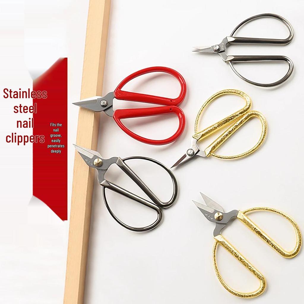 Stainless Steel Alloy Groove Pointed Nail Scissors for Manicure and Toenails