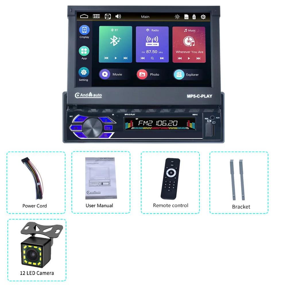 TOYOUSONIC 7 Inch Car Radio Retractable Screen Universal Multimedia Video Player CarPlay Android Auto USB BT 1 Din MP5 Stereo