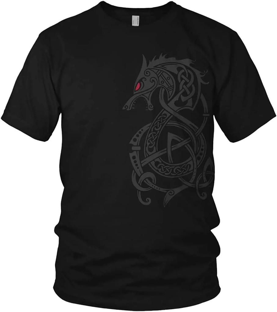 Norse God Odin Fenrir Wolf Rune Nordic Warrior TShirt 100 Cotton ONeck Short Sleeve Summer Casual Mens Tshirt Streetwear