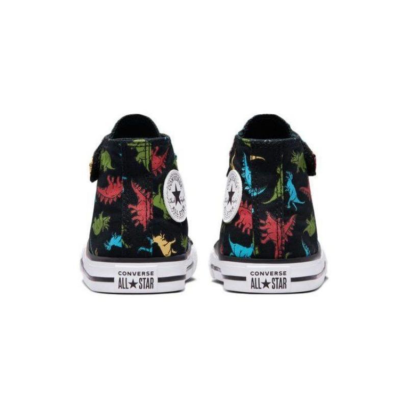 Converse Chuck Taylor All Star Easy-On Dinosaurs Toddler High Canvas Shoes Wear-resistant Breathable Black A02441C