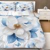 3pcs Duvet Cover Set White Flower Blue Leaves Feather Butterfly Theme Perfect for Bedroom Living Room Hotel Lounge Decoration