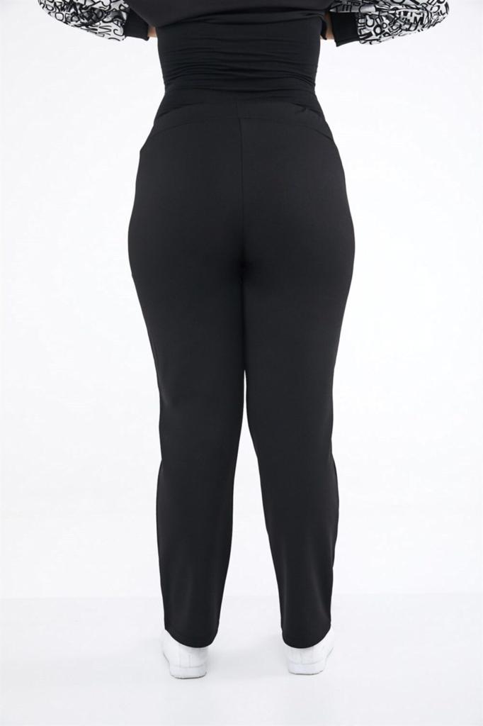 Damen Stil Übergröße Hose Schwarz Röhrenbein Strickhose