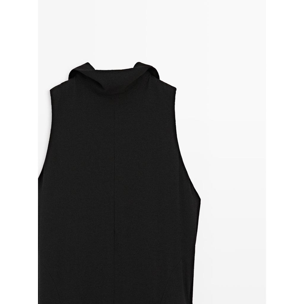 Masimodutti Halterneck Bow Detail Knee-Length Dress