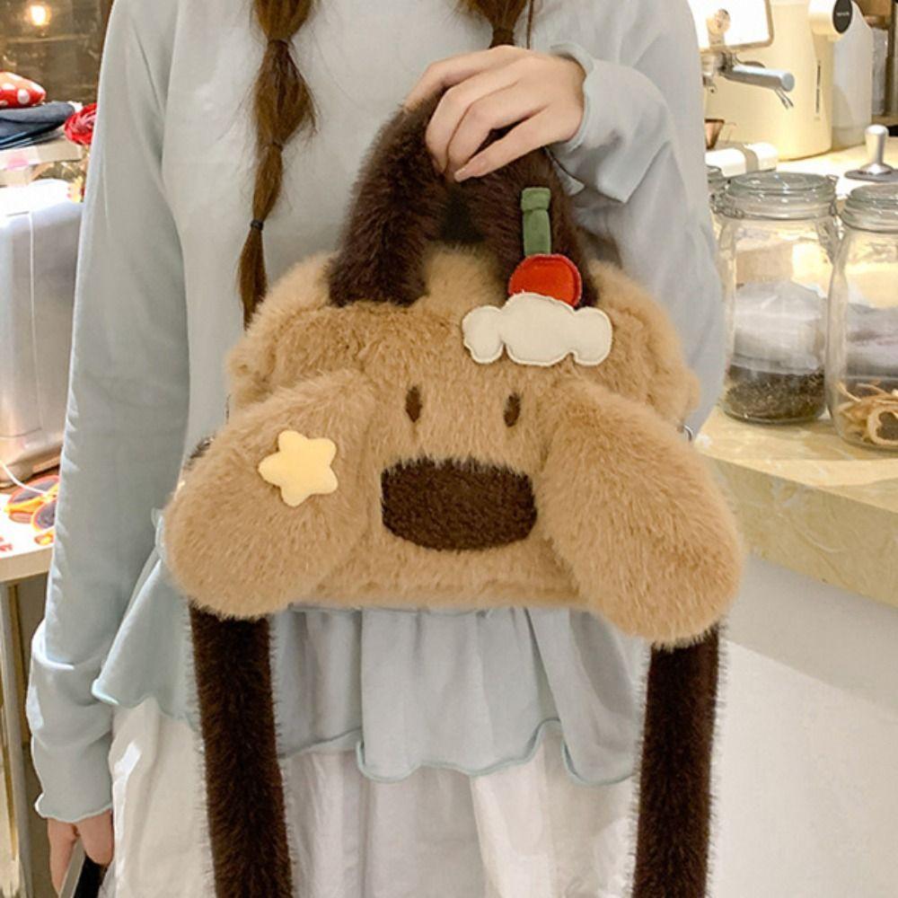Kawaii Dog Crossbody Bag Lovely Stuffed Animal School Bag Cute Puppy Plush Handbag  Outdoor