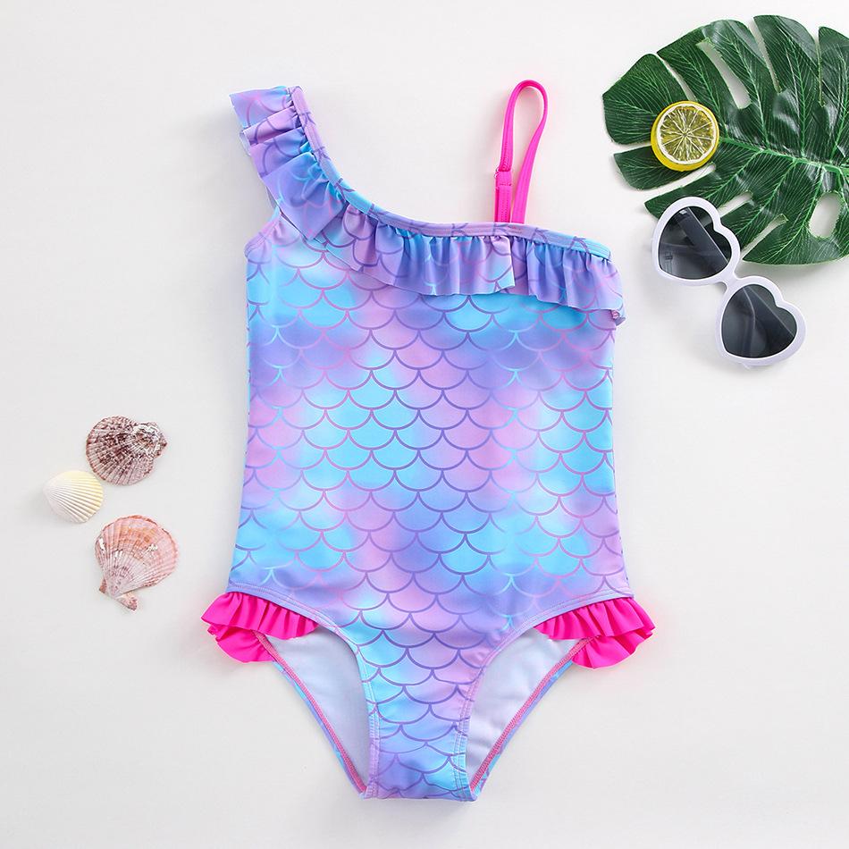 Infant Baby Girls Swimsuit Toddler Sleeveless Mermaid Fish Scale One Piece Swimwear Bikini Children Swimwear Kids Bathing Suit