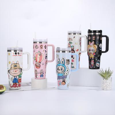 Cartoon 40oz Car Cup Thermal Insulation Water Cup Stainless Steel Thermos Cup Large Capacity Car Cup Creative