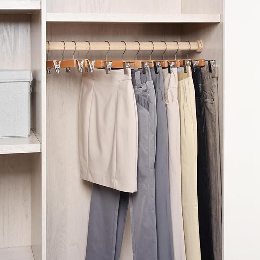 5 STÜCKE Hosenständer aus Holz Massivholz Hosenständer Hosenklemme für Erwachsene Bekleidungsgeschäft Hosenklemme aus Holz Klemme Kleiderbügel