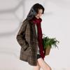 Sancai Retro Plaid Wool Blend Double-breasted Coat