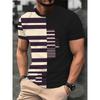 Men's Fashion T Shirt Splicing Printed Colorblocking Casual Slim Short Sleeve T Shirt Outdoor Sports Running Fitness Top