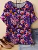 2026 Women's Casual Loose Fit T-Shirt Floral Print Short Sleeve Round Neck Top Tees Plus Size Summer Tops Flower Woman Clothing