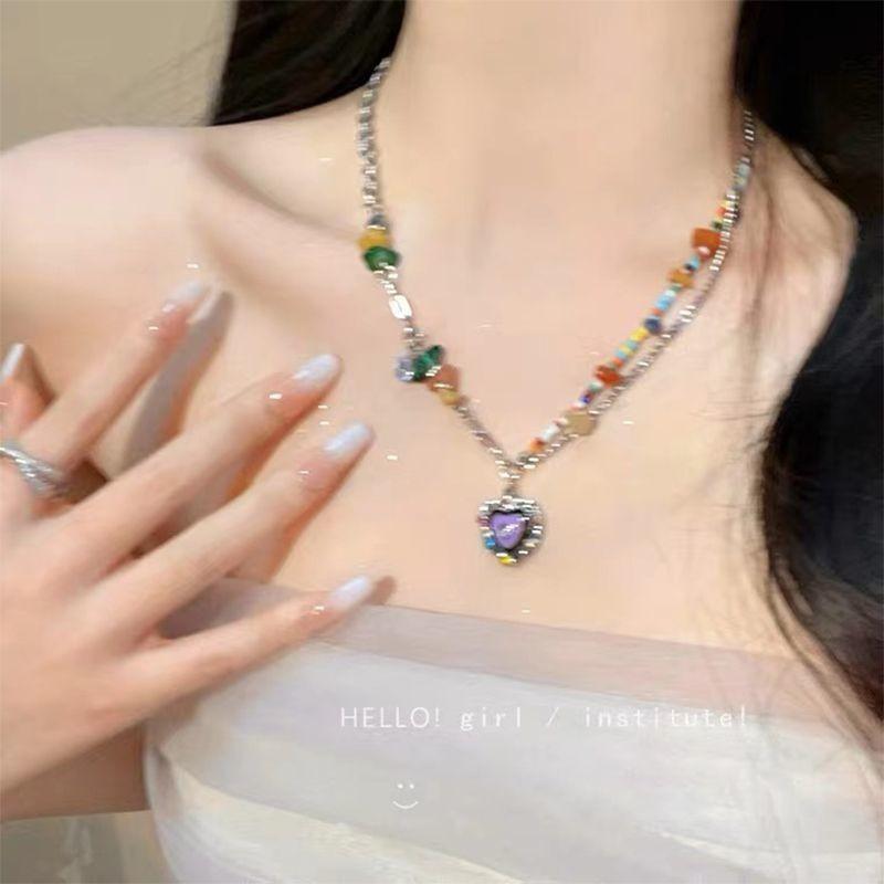 Popular Candy Sweetheart Dopamine Wear Cute Wind Necklace Vacation Wind Sweet Cool Babes Collarbone Chain Butterfly Tassel