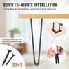 406.4MM Hairpin Furniture Legs, Metal Home DIY Projects for Nightstand, Coffee Table, Desk, 226.8KG Load Capacity with Rubber Floor Protectors, Metal