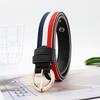 Student Canvas Striped Round Buckle Thin Belt Unisex Decorative Belt Tide