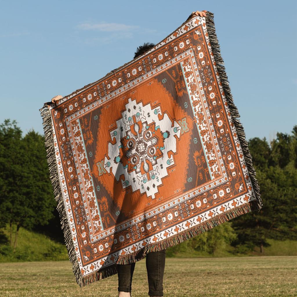Tribal Leinen Decken Karierte Gestrickte Outdoor Teppiche Camping Picknick Decke Boho Dekorative Bettdecken Sofamatten Reise Teppich Quaste