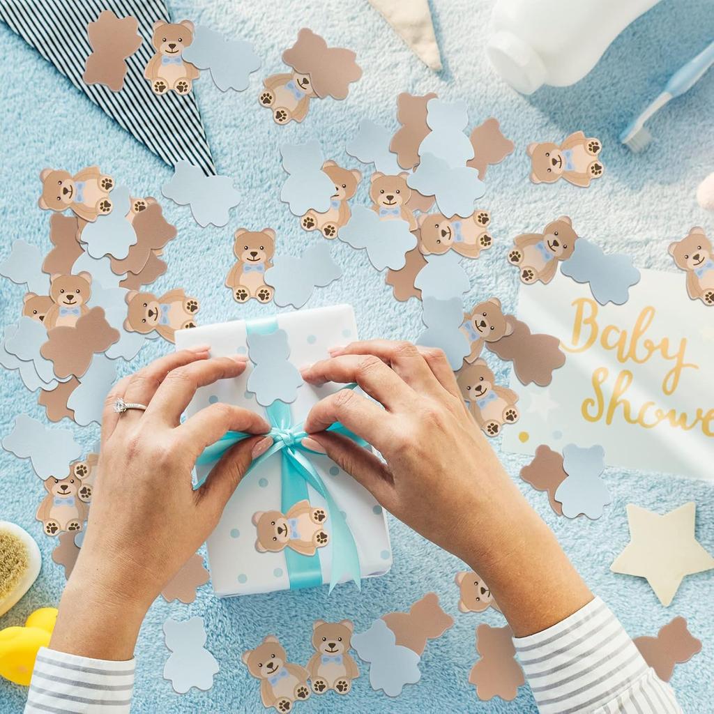 500 Pcs 0.98 Inch Bear Confetti Baby Shower Cream Brown Decoration We Can Bearly Wait Bear Shaped Paper Confetti Table Scatter First Birthday