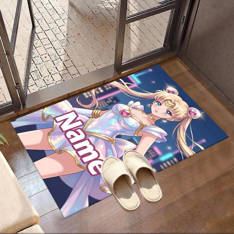 Custom Name Personalized Sailor Moon Print Carpet, Versatile Home Decor Rug, for Playroom, Apartment, Balcony, Entryway, Hallway Gift