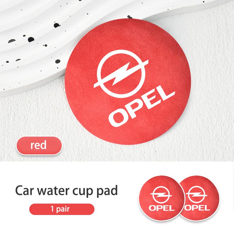 2pcs Suede Car Coaster Non-slip Water Cup Mat Bottle Holder Pad For Opel Insignia Corsa Zafira Mokka Grandland Antara Ampera