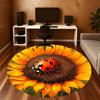 1 Stück Marienkäfer Sonnenblume Büro Runder Teppich, Unter Bürostühlen Schlafzimmer Wohnzimmer Heimdekoration, Teppich für Büro -1110047