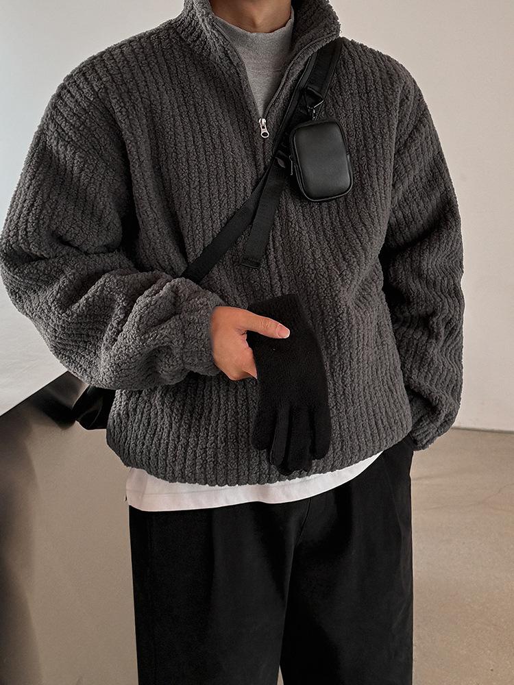 Unisex Lammwolle Baumwolljacke - Winterlich Warm, Trendiger Koreanischer Stehkragenmantel