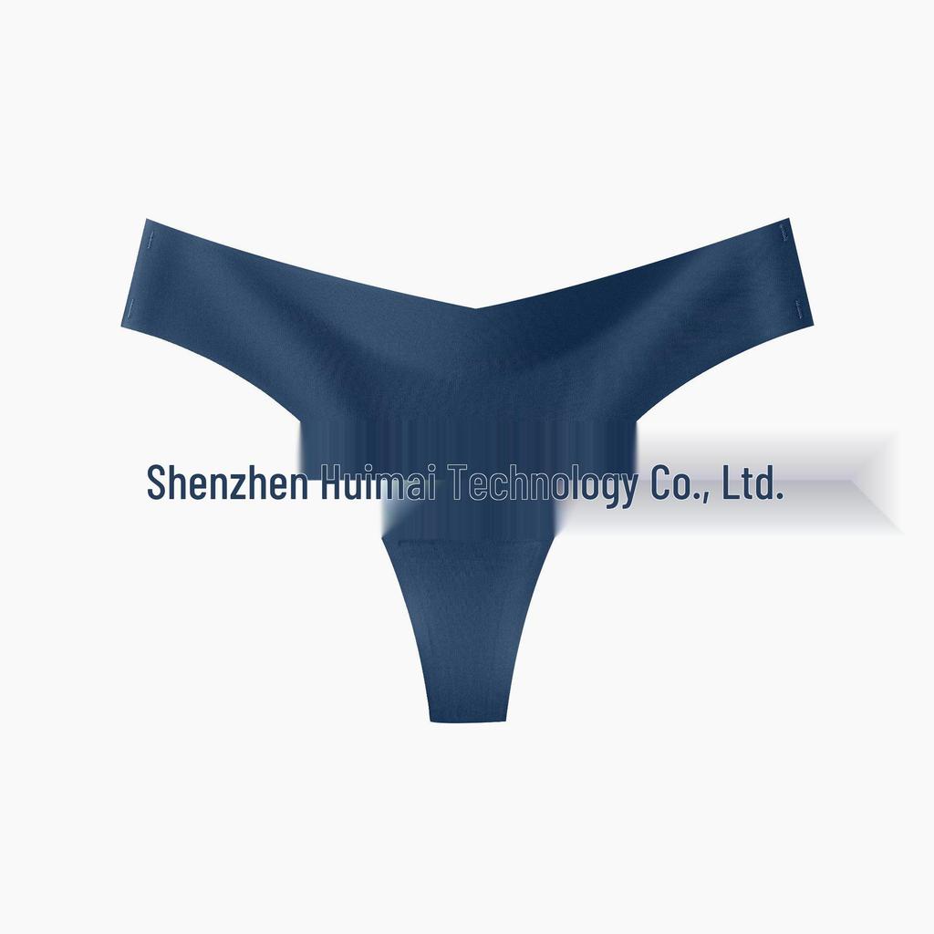 Women’s Plus Size Seamless Low-Waist Ice Silk Thong with Breathable Cotton Crotch