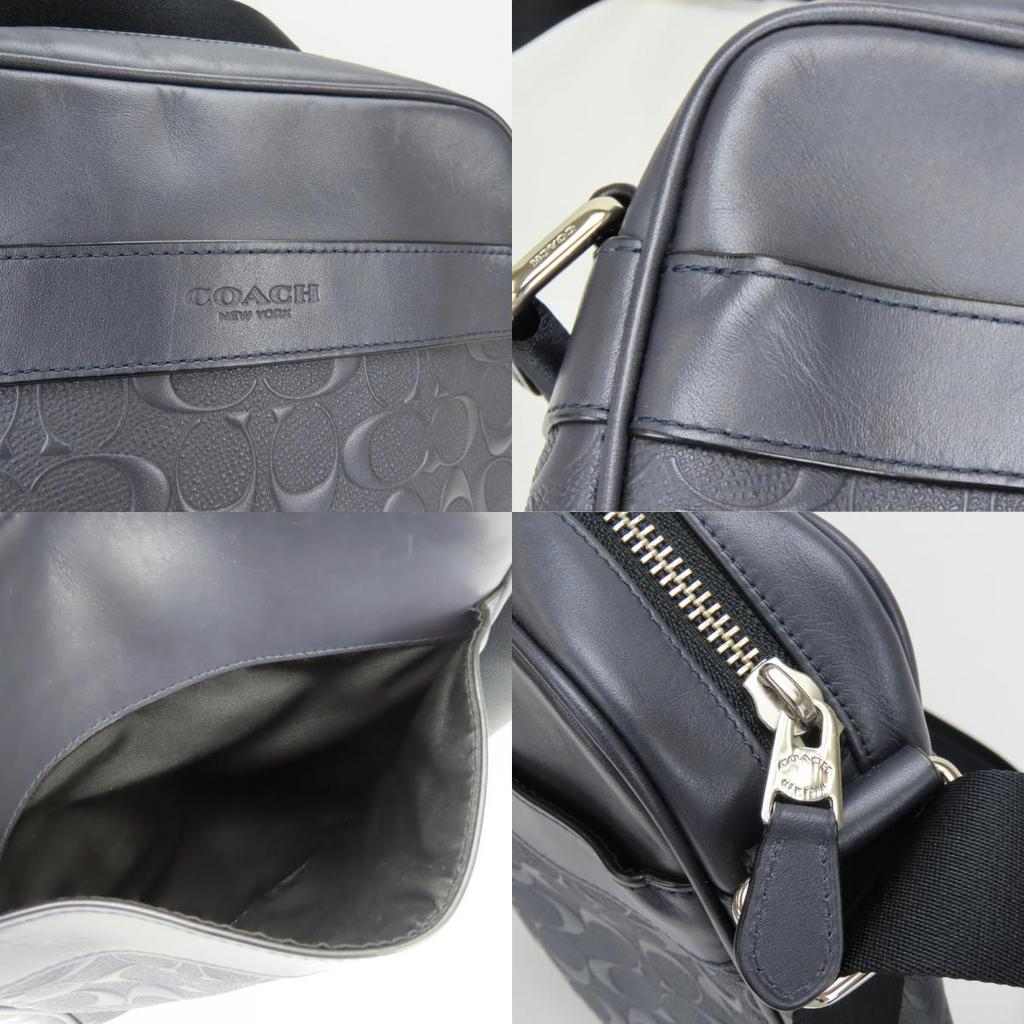 Used COACH Shoulder Bag Signature F11741 Leather Midnight Navy Black