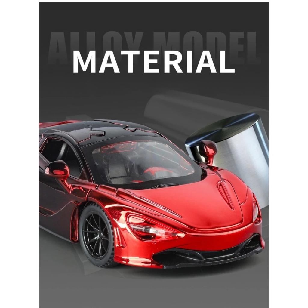 Simulation 1/32 McLaren 720S Super Sportwagen Modell Legierung Diecast Spielzeugfahrzeug Kinder Junge Geburtstagsgeschenk Ton Licht Heimdeko Miniatur