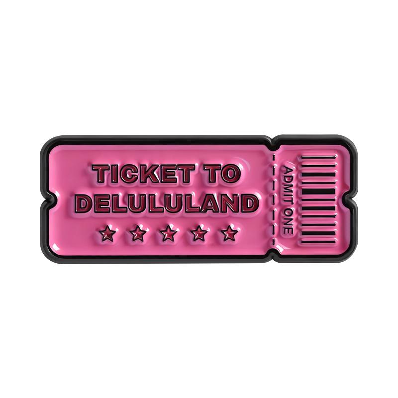 

Delulu Juice Enamel Pins Cartoon Ticket To Delululand Brooches Lapel Badges Clothes Funny Jewelry Gift for Kids Friends