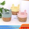 Hand-Woven Cartoon Rabbit Desktop Organizer and Storage Basket