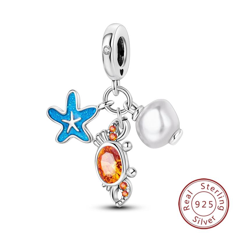 Real Copper Charms Luminous Firefly Butterfly Sunflower Pink Beads Fit Original Bracelet Women Birthday Diy Jewelry