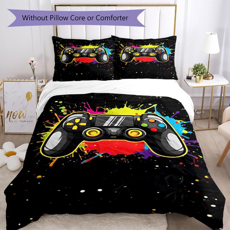 3pcs Game Controller Bedding Set Duvet Cover Closure Includes 1 Duvet Cover & 2 Pillowcases, Soft and Comfortable for All Seasons.