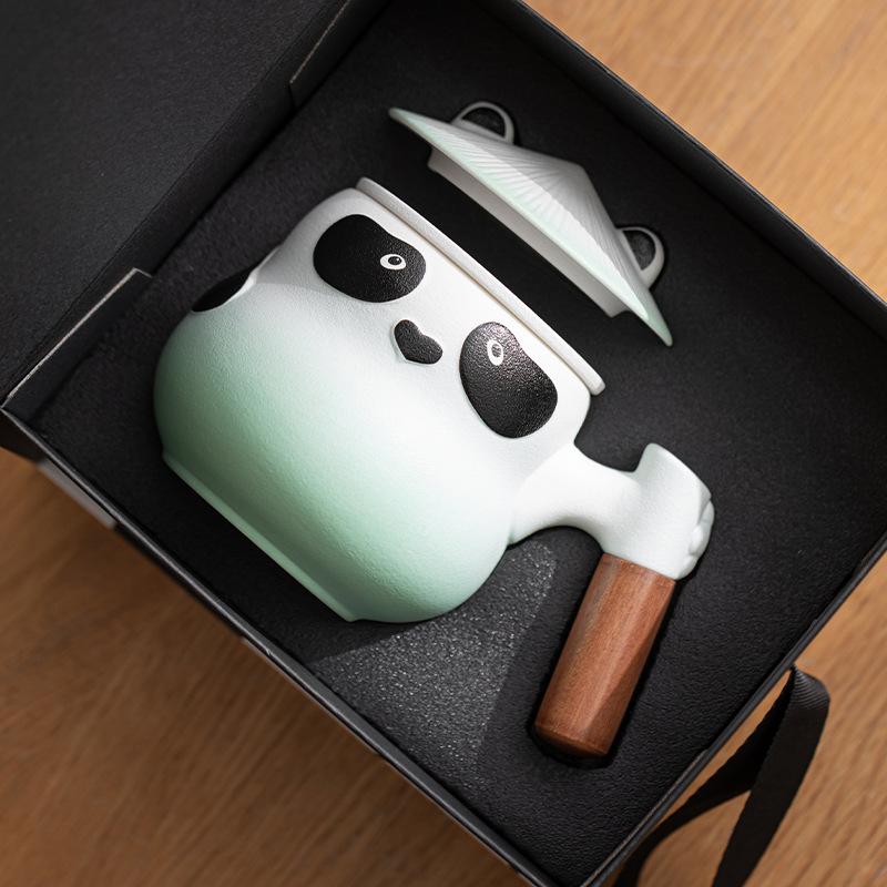 Panda Ceramic Office Drinking Cup Guochao Creative Souvenir Lettering Home Tea Water Filtration And Separation