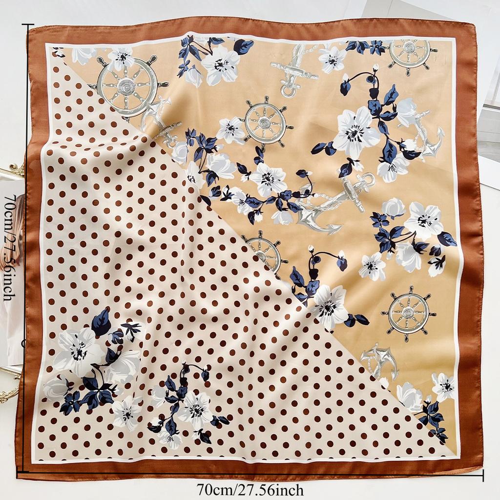 Japanese And Korean Polka Dot Color Blocking Sweet Silk Scarf Summer New Multi-Functional Decoration Small Square Scarf