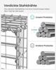 SONGMICS Gabion Basket, Metal Gabion Cage with 5 X 10 Cm Mesh for Stones, Galvanised, Garden Decor Wall Partition, 100 X 90 X 30 Cm, Silver