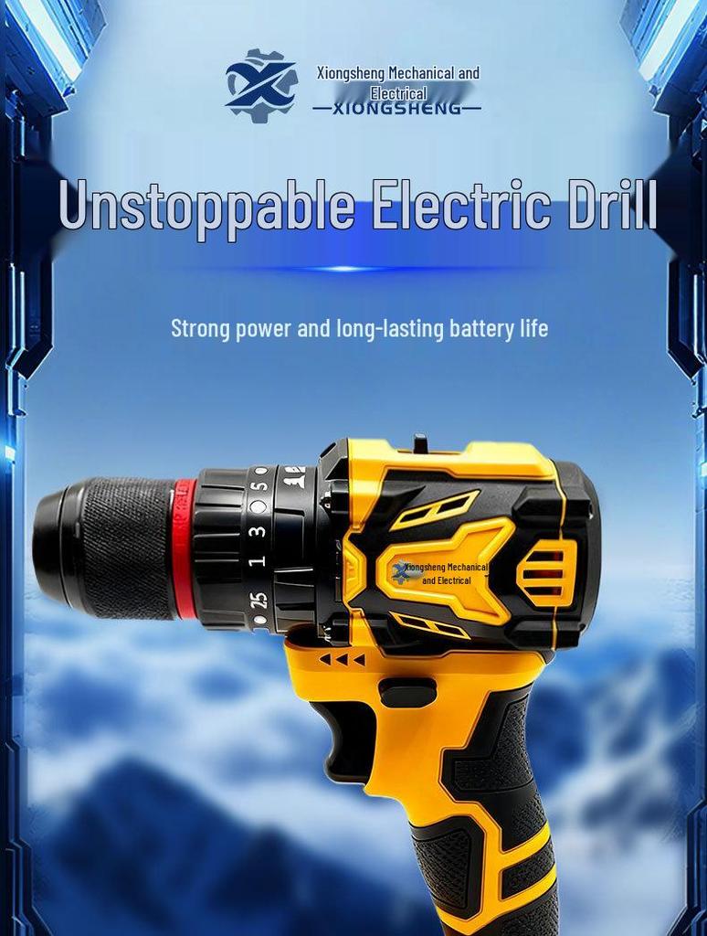 Professional Brushless Impact Drill Set (US Plug) for Tile Hole Opening and Renovation