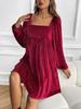 Elegant Spring Velvet Square Neck Backless Dress for Women