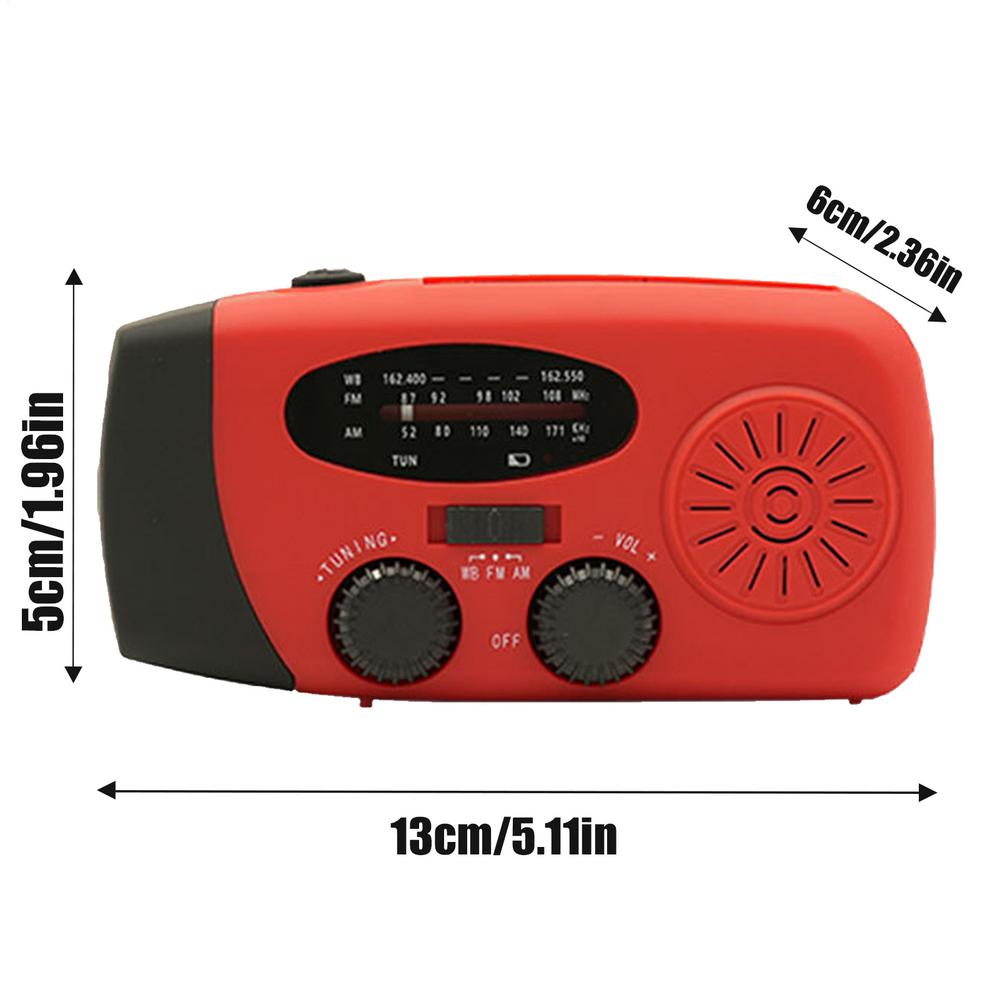 

Weather Radio 3 Charging Methods Radio Flashlight AM/FM Radio Portable USB Solar Hand Crank Charging for Indoor Outdoor красный