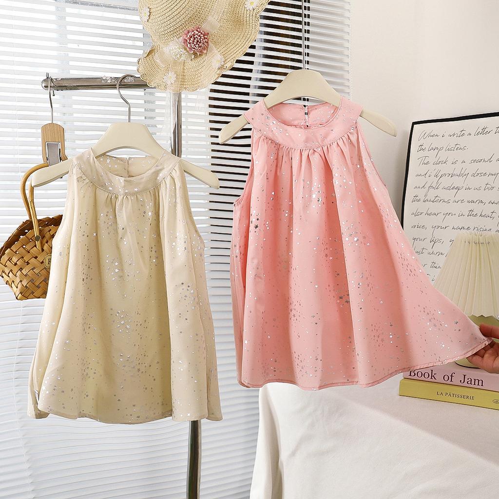 Girls Summer Loose Cute Doll Dresses Middle and Small Children Hanging Neck Sweet Strapless Dresses
