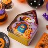 Decorative Metal Containers for Candies Halloween Tin Candy Box, Haunted House Pumpkin Bat Print Storage Jar Party Favor Boxes Favors, Small