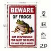 Vintage Frog Warning Metal Sign, Funny Wall Art, Distressed Iron Plaque, Rustic Bar Decor Gift