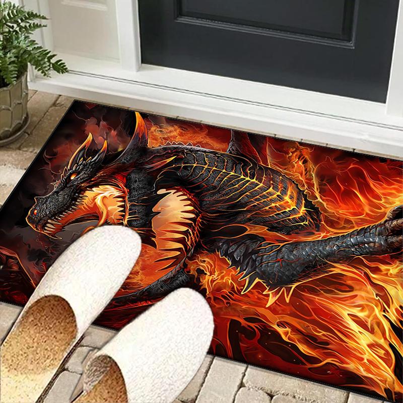 Fiery Dragon Artwork Office Rug Chair Mat, Entryway Carpet, Suitable for Front Door, Bedroom, Living Room, Desk, Holiday Gift